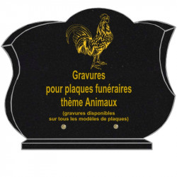 PLAQUE FUNÉRAIRE CHANFREINÉE GRANIT SUR SOCLE ANIMAUX