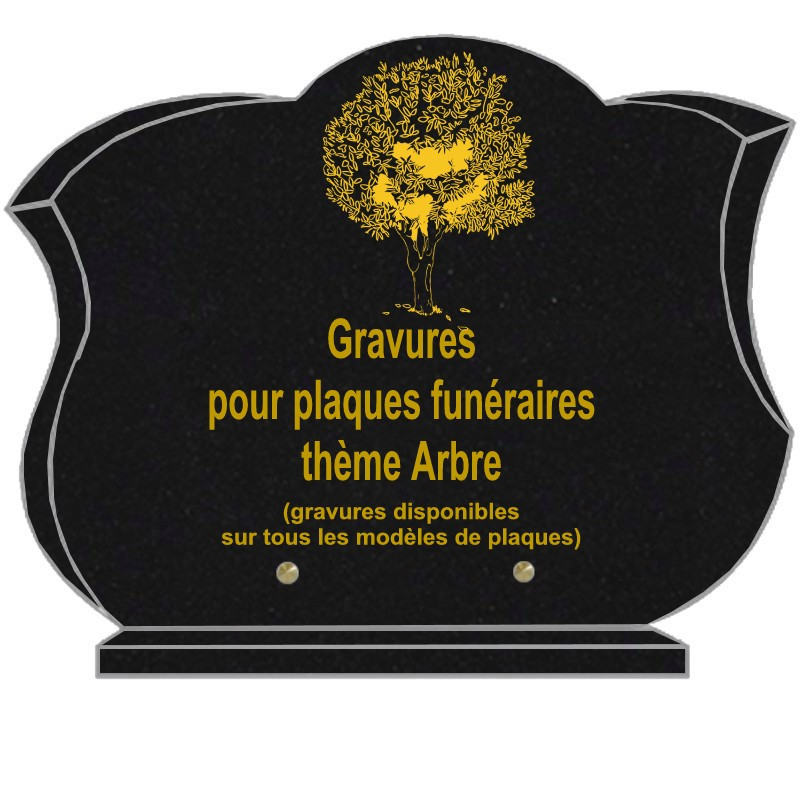 PLAQUE FUNÉRAIRE CHANFREINÉE GRANIT SUR SOCLE ARBRES