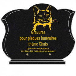 PLAQUE FUNÉRAIRE CHANFREINÉE GRANIT SUR SOCLE CHATS