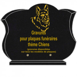 PLAQUE FUNÉRAIRE CHANFREINÉE GRANIT SUR SOCLE CHIENS