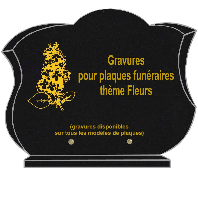 PLAQUE FUNÉRAIRE CHANFREINÉE GRANIT SUR SOCLE FLEURS