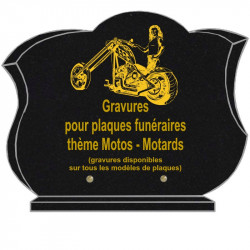 PLAQUE FUNÉRAIRE CHANFREINÉE GRANIT SUR SOCLE MOTOS MOTARDS