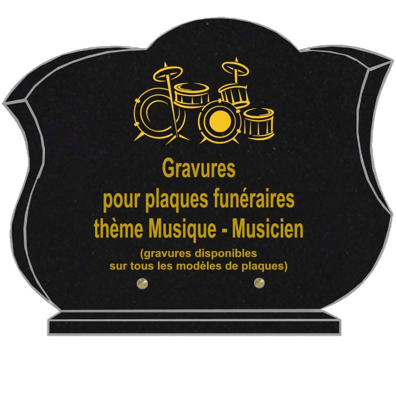 PLAQUE FUNÉRAIRE CHANFREINÉE GRANIT SUR SOCLE MUSIQUE MUSICIENS