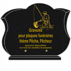 PLAQUE FUNÉRAIRE CHANFREINÉE GRANIT SUR SOCLE PÊCHE PÊCHEURS