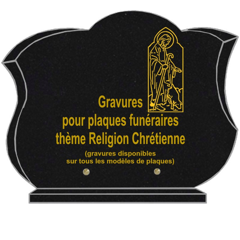 PLAQUE FUNÉRAIRE CHANFREINÉE GRANIT SUR SOCLE RELIGIONS