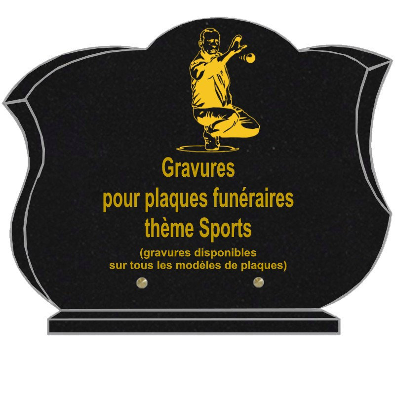 PLAQUE FUNÉRAIRE CHANFREINÉE GRANIT SUR SOCLE SPORTS