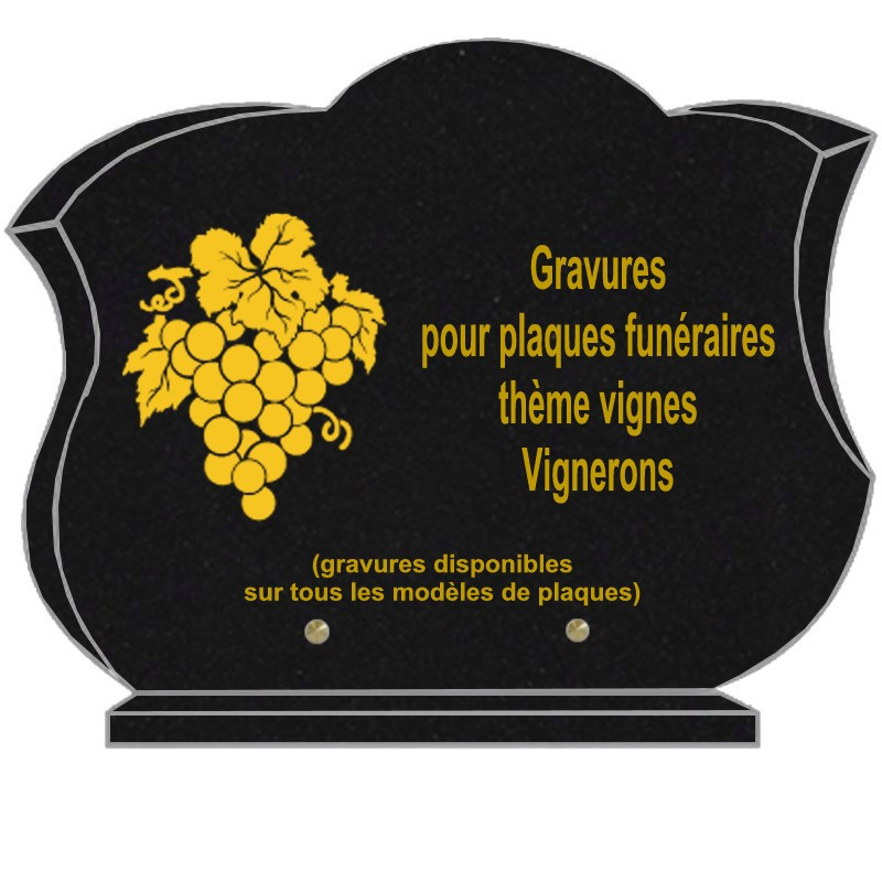 PLAQUE FUNÉRAIRE CHANFREINÉE GRANIT SUR SOCLE VIGNE VIGNERON