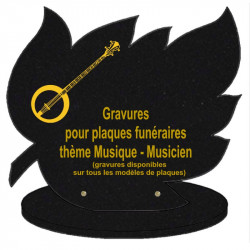 PLAQUE FUNÉRAIRE FEUILLE GRANIT SUR SOCLE MUSIQUE MUSICIENS