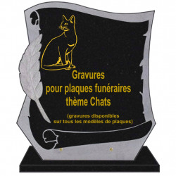 PLAQUE FUNÉRAIRE PARCHEMIN GRANIT SUR SOCLE CHATS