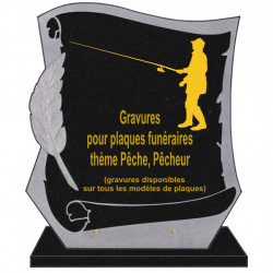 PLAQUE FUNÉRAIRE PARCHEMIN GRANIT SUR SOCLE PÊCHE PÊCHEURS