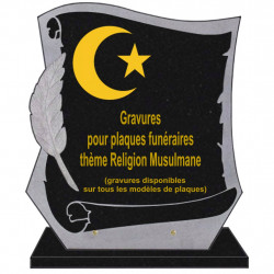 PLAQUE FUNÉRAIRE PARCHEMIN GRANIT SUR SOCLE RELIGIONS