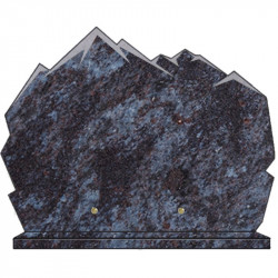 PLAQUE FUNÉRAIRE MONTAGNE GRANIT MASS BLUE SUR SOCLE