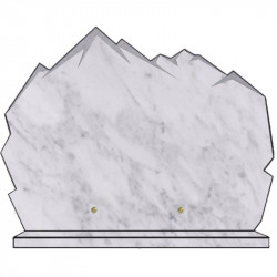 PLAQUE FUNÉRAIRE MONTAGNE MARBRE BLANC SUR SOCLE
