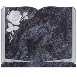 PLAQUE FUNÉRAIRE ROSE 30X40 LIVRE SUR SOCLE GRANIT MASS BLUE