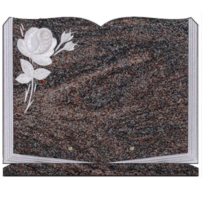 PLAQUE FUNÉRAIRE ROSE 30X40 LIVRE SUR SOCLE GRANIT PARADISO