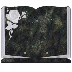 PLAQUE FUNÉRAIRE ROSE 30X40 LIVRE SUR SOCLE GRANIT VERT TROPICAL