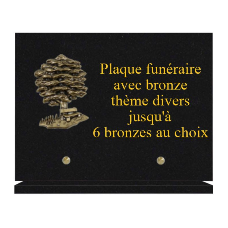 PLAQUE FUNÉRAIRE 20X30 GRANIT AVEC BRONZE THEME DIVERS