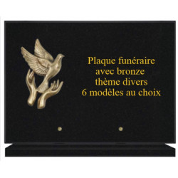 PLAQUE FUNÉRAIRE 25X35 GRANIT AVEC BRONZE THÈME DIVERS