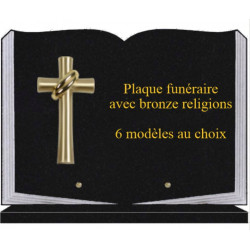 PLAQUE FUNÉRAIRE 25X35 LIVRE SOCLE BRONZE RELIGIONS