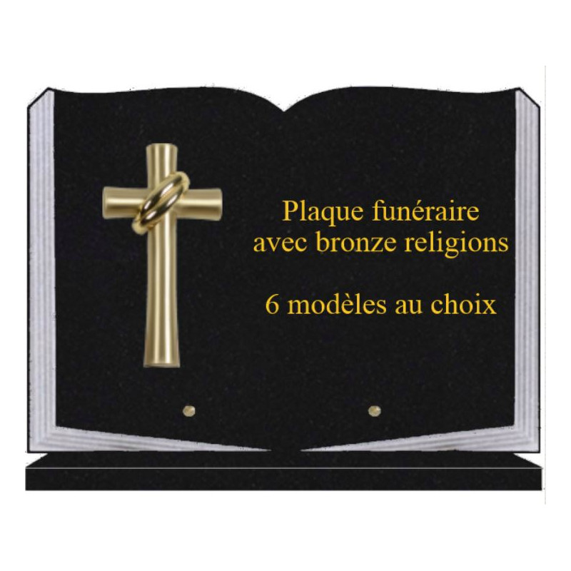 PLAQUE FUNÉRAIRE 25X35 LIVRE SOCLE BRONZE RELIGIONS