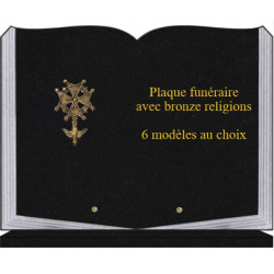 PLAQUE FUNÉRAIRE 30X40 LIVRE SUR SOCLE BRONZE RELIGIONS