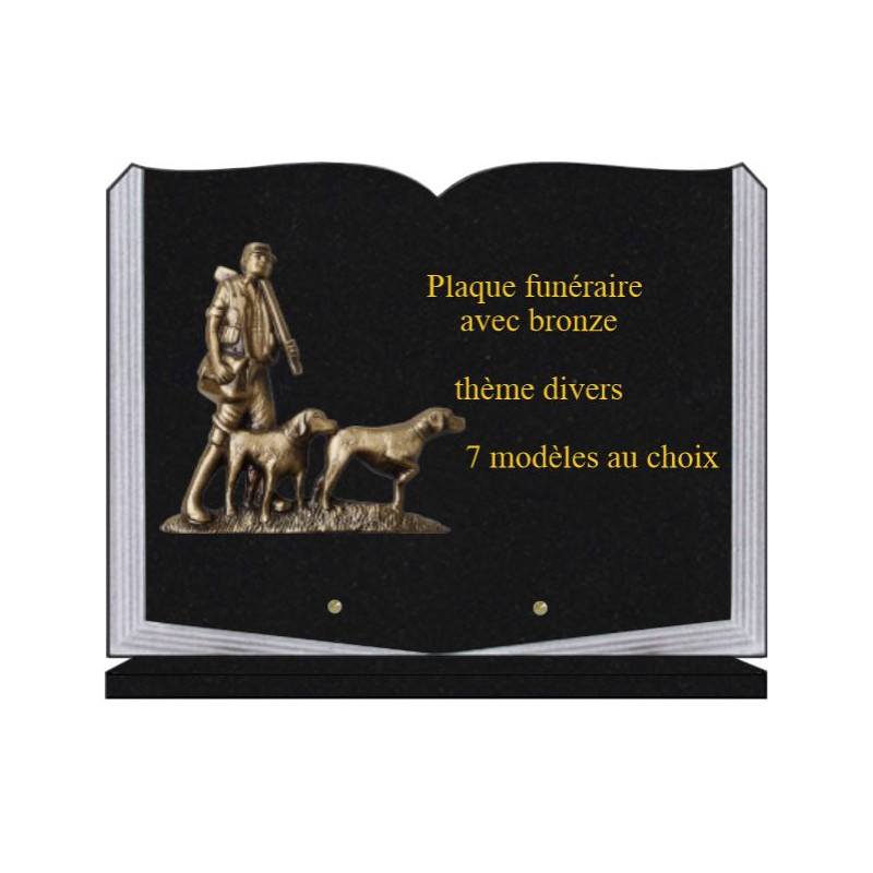 PLAQUE FUNÉRAIRE 30X40 LIVRE SUR SOCLE BRONZE DIVERS