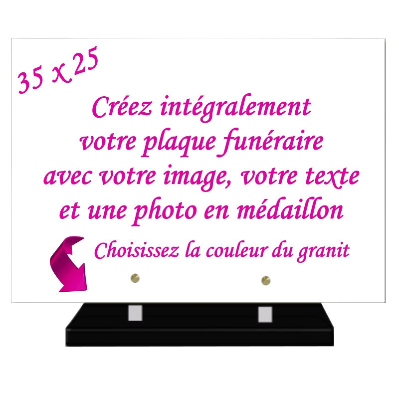 Plaque funéraire personnalisable rectangulaire 25 x 35