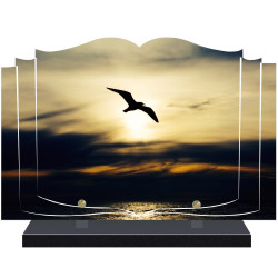 PLAQUE FUNÉRAIRE LIVRE NUAGES OISEAU A PERSONNALISER FPF2198