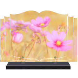 PLAQUE FUNÉRAIRE LIVRE FLEURS A PERSONNALISER FPF2229