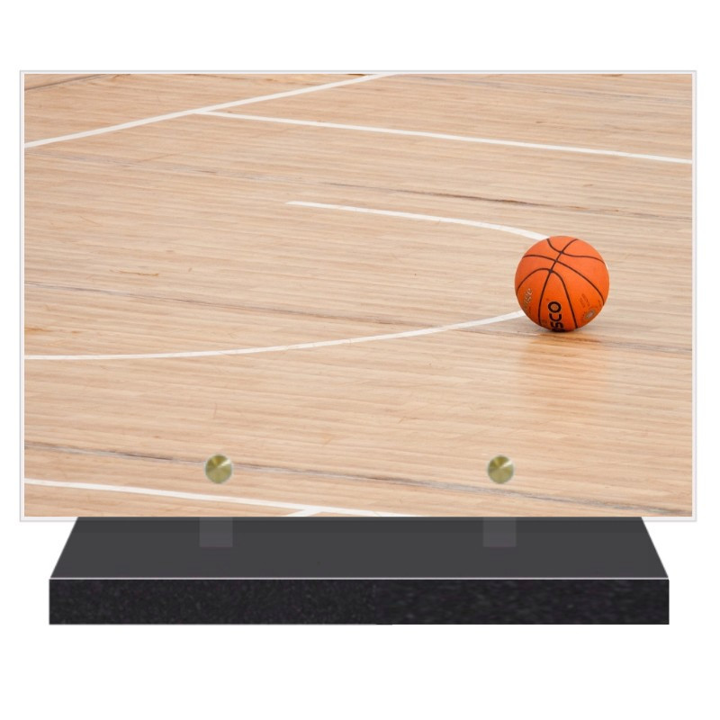 PLAQUE FUNÉRAIRE SPORT BASKET BALL 20 cm X 30 cm FPF10711