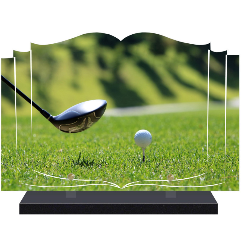 PLAQUE FUNÉRAIRE LIVRE GOLF GOLFEUR A PERSONNALISER FPF10112