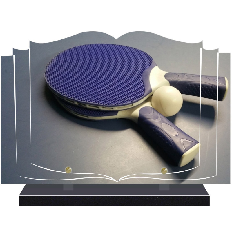 PLAQUE FUNÉRAIRE LIVRE PING PONG A PERSONNALISER FPF10309