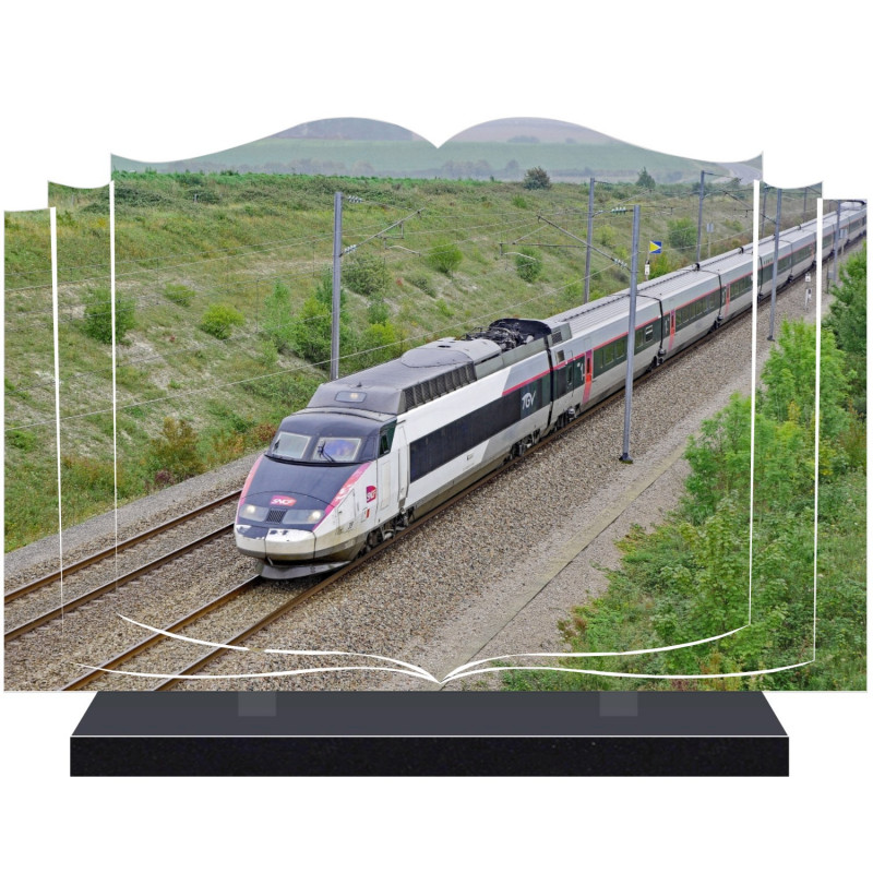 PLAQUE FUNÉRAIRE TRAIN TGV LIVRE A PERSONNALISER FPFNX151