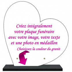 PLAQUE FUNÉRAIRE GRAND COEUR 30 cm X 30 cm A PERSONNALISER