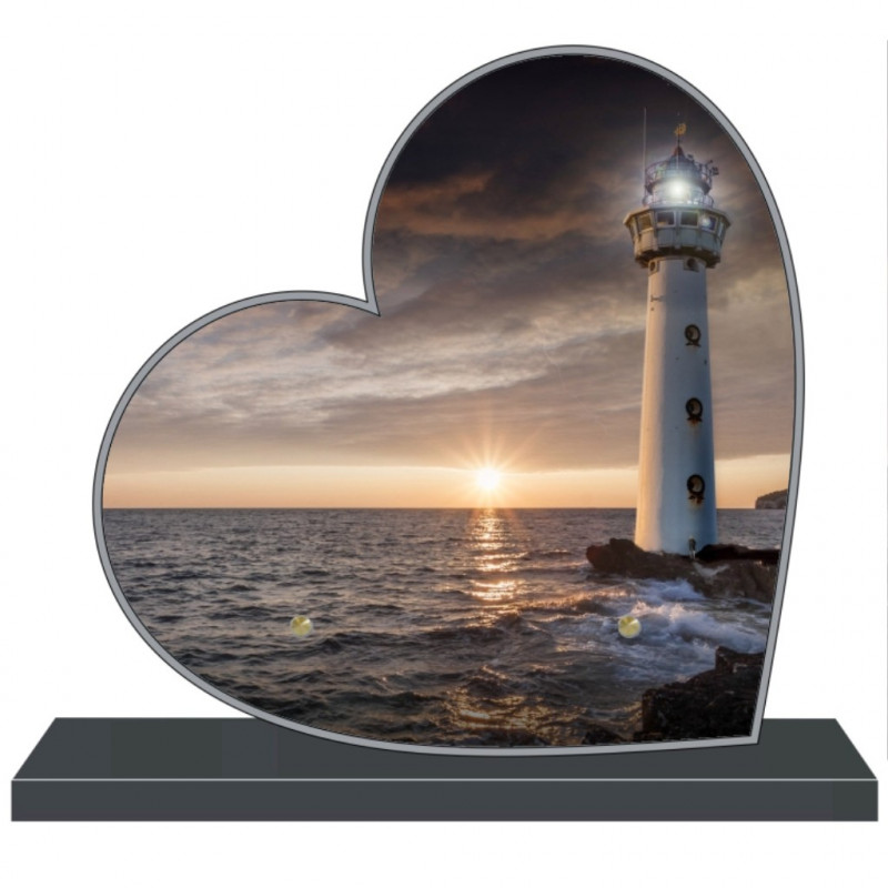 PLAQUE FUNÉRAIRE PERSONNALISABLE COEUR MER PHARE FPF2196