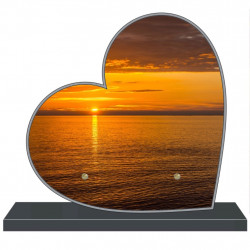 PLAQUE FUNÉRAIRE PERSONNALISABLE COEUR COUCHER DE SOLEIL FPF2212