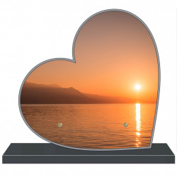 PLAQUE FUNÉRAIRE A PERSONNALISER COEUR COUCHER DE SOLEIL FPF2216