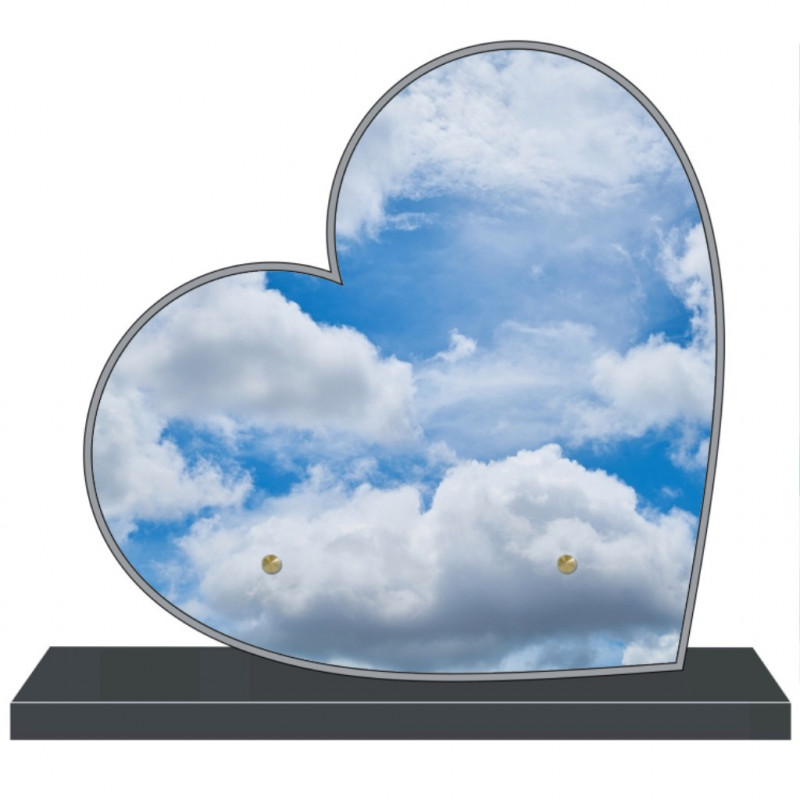 PLAQUE FUNÉRAIRE A PERSONNALISER COEUR CIEL NUAGES FPF2226