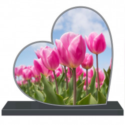 PLAQUE FUNÉRAIRE A PERSONNALISER COEUR FLEURS TULIPES FPF2256