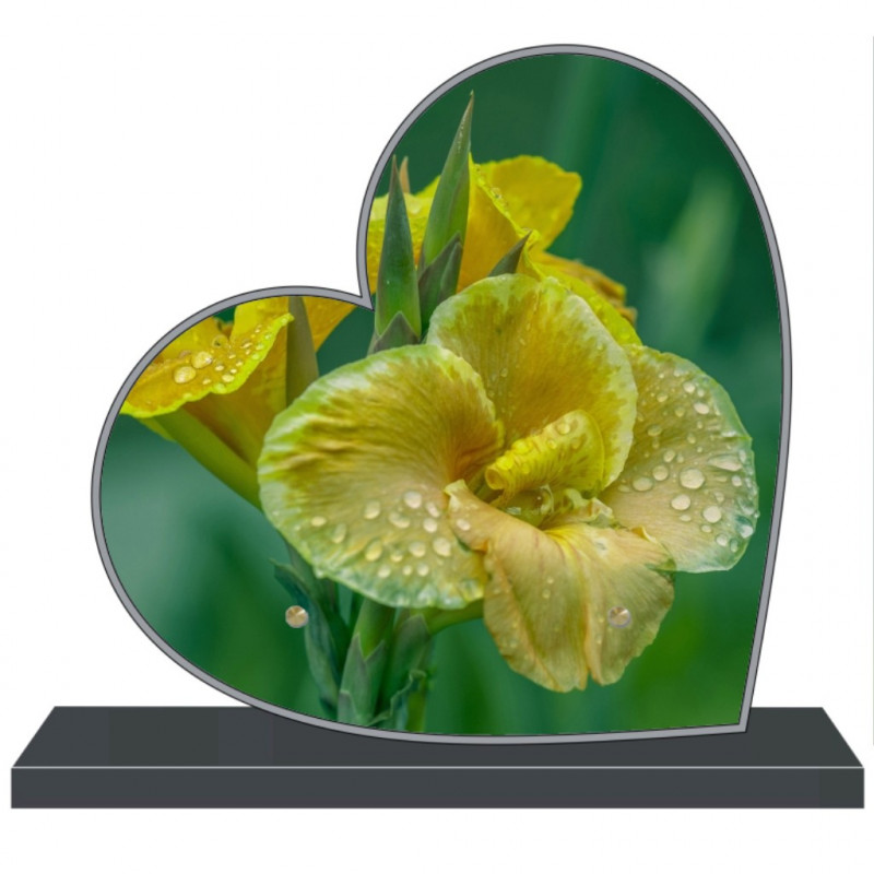 PLAQUE FUNÉRAIRE PERSONNALISABLE COEUR FLEURS FPF2260