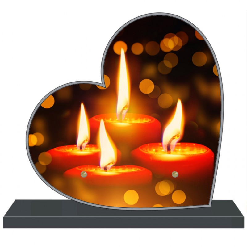 PLAQUE FUNÉRAIRE PERSONNALISABLE COEUR BOUGIES FPF5051 PLAQUE FUNÉRAIRE PERSONNALISABLE COEUR BOUGIES FPF5051