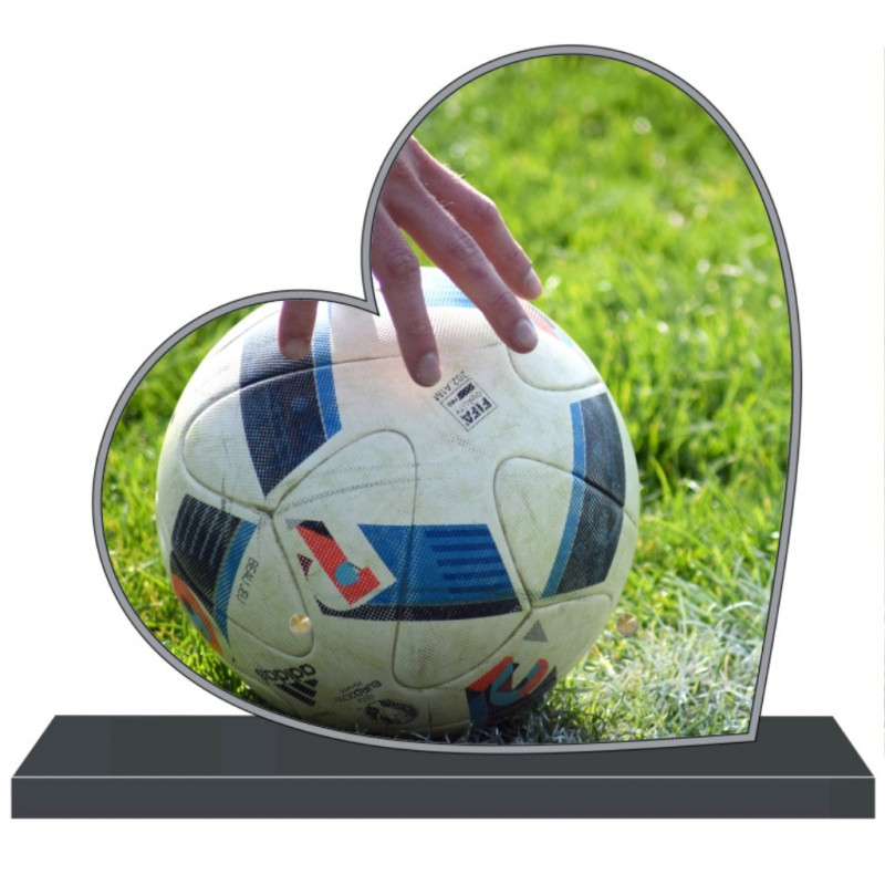 PLAQUE FUNÉRAIRE PERSONNALISABLE COEUR FOOTBALLEUR FPF10175