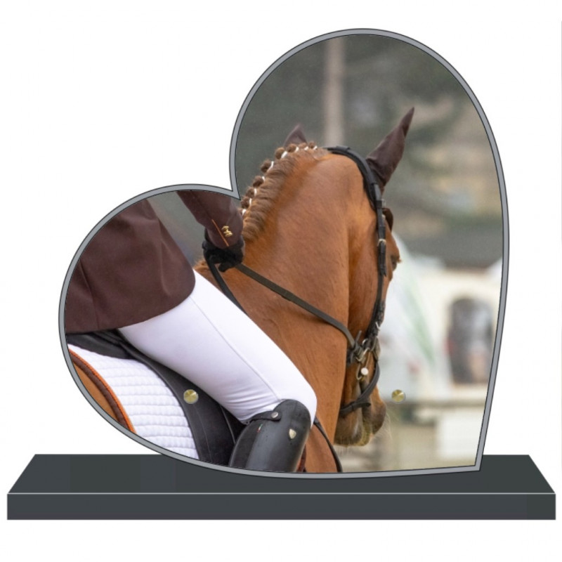 PLAQUE FUNÉRAIRE PERSONNALISABLE COEUR ÉQUITATION DRESSAGE FPF10651