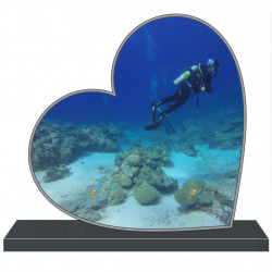 PLAQUE FUNÉRAIRE PERSONNALISABLE COEUR PLONGÉE SOUS MARINE FPF10840