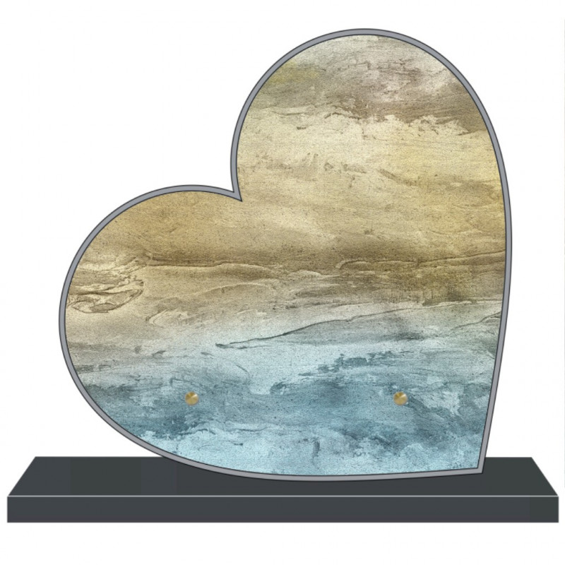 Plaque Cimetière Granit thème Campagne en Coeur - Funéraire en Ligne