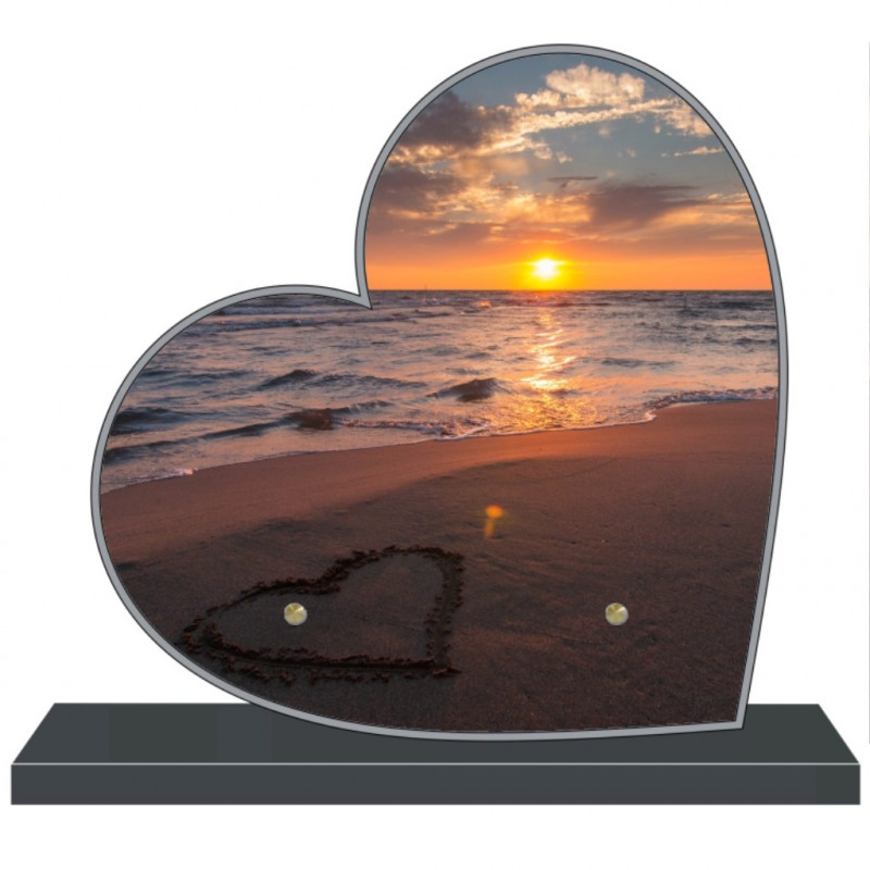 PLAQUE FUNÉRAIRE A PERSONNALISER COEUR COUCHER DE SOLEIL FPFNX055