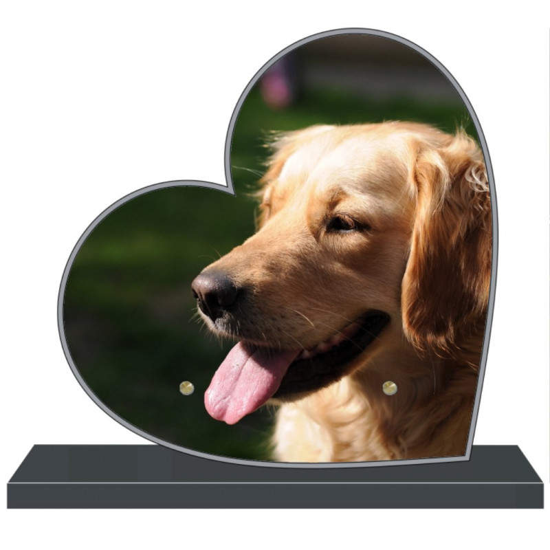 PLAQUE FUNÉRAIRE PERSONNALISABLE COEUR CHIEN FPFW00126