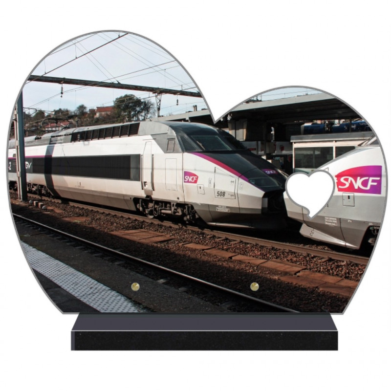 PLAQUE FUNÉRAIRE DEMI COEUR PERSONNALISABLE TRAIN NX150