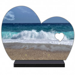 PLAQUE FUNÉRAIRE DEMI COEUR PERSONNALISABLE MER OCEAN FPF2120