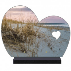 PLAQUE FUNÉRAIRE DEMI COEUR MER DUNE PLAGE FPF2200